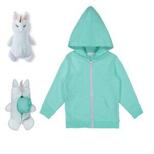 Girls/Boys' Wonder Nation Hoodie + Animal Carrying Cases - Unicorn, 2T, NWT